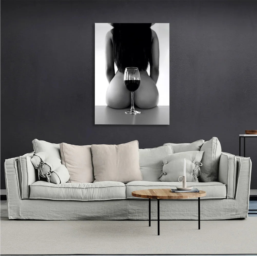A girl and a glass Canvas Wall Art Print