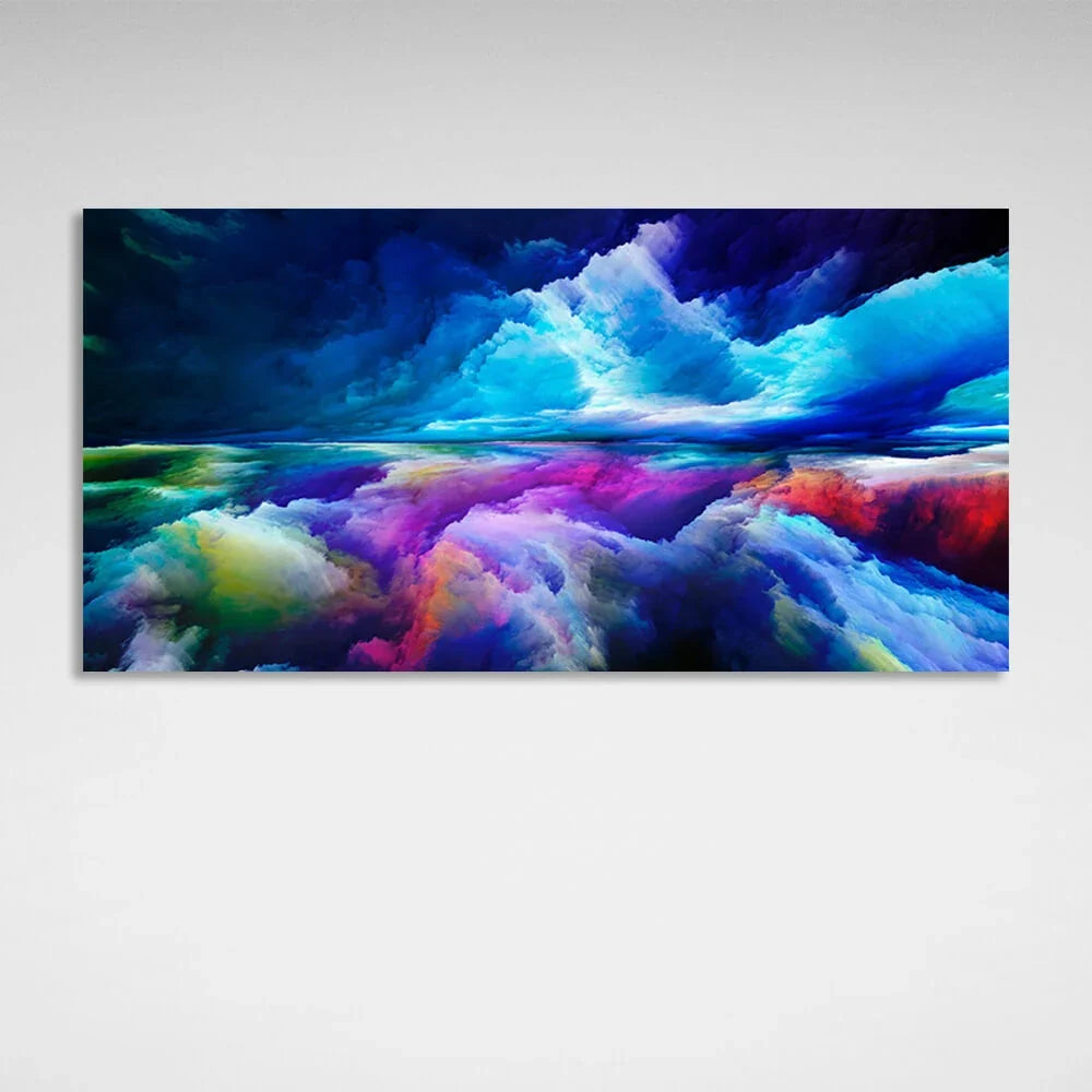 Abstraction in blue, red, and lettuce color Abstraction Canvas Wall Art Print