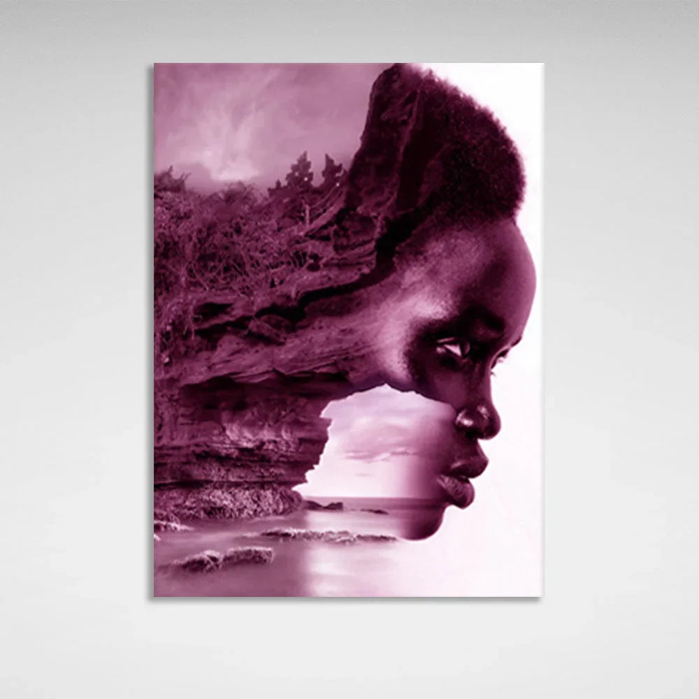 African-American woman and nature Canvas Wall Art Print