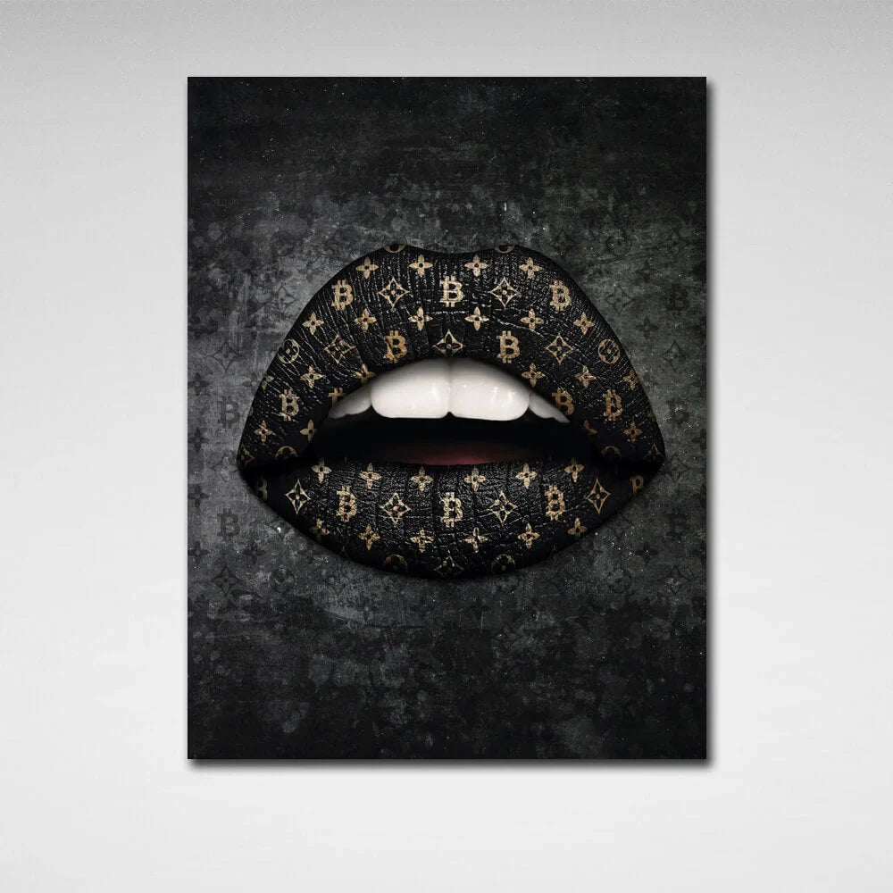 Bitcoin Lips Canvas Wall Art Print