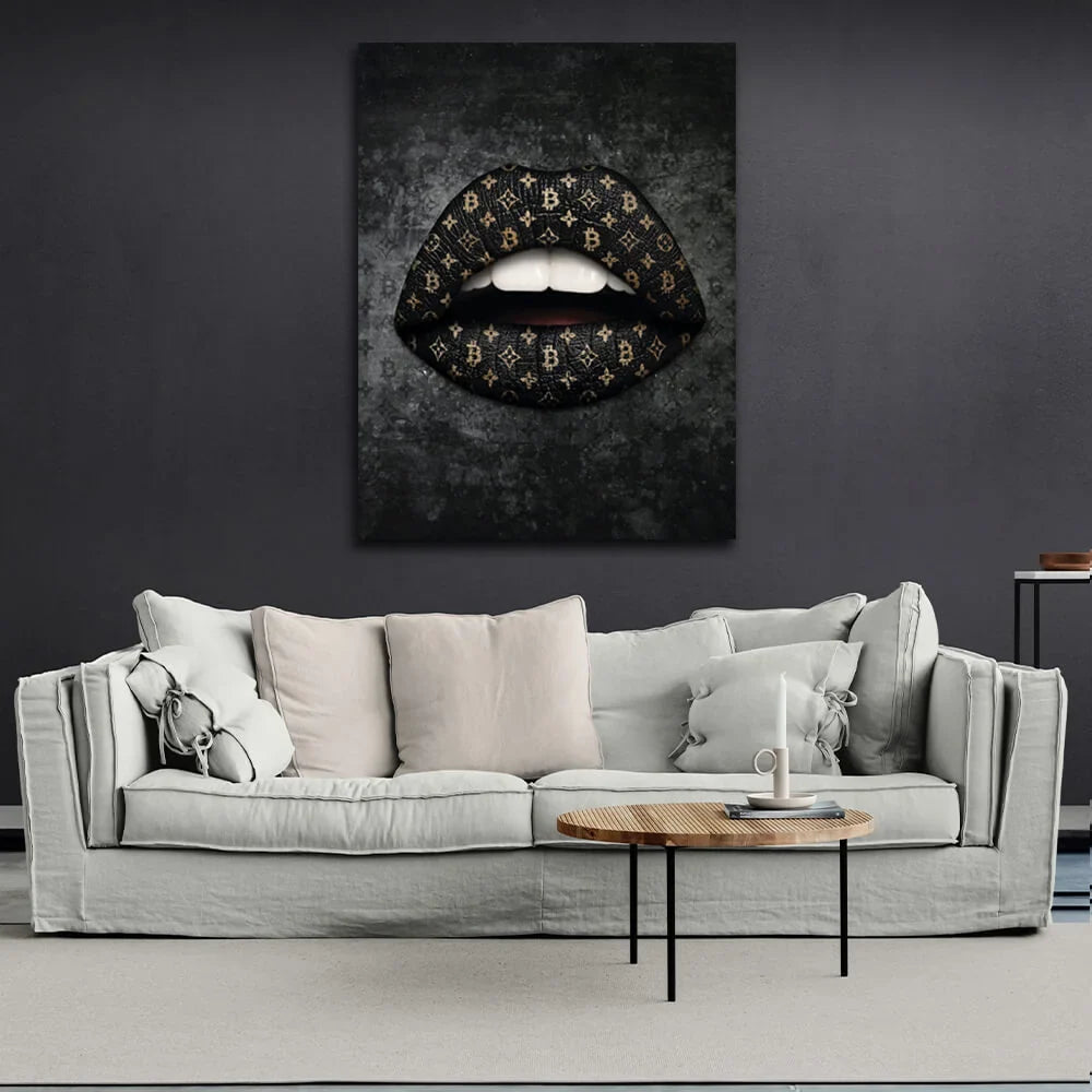 Bitcoin Lips Canvas Wall Art Print