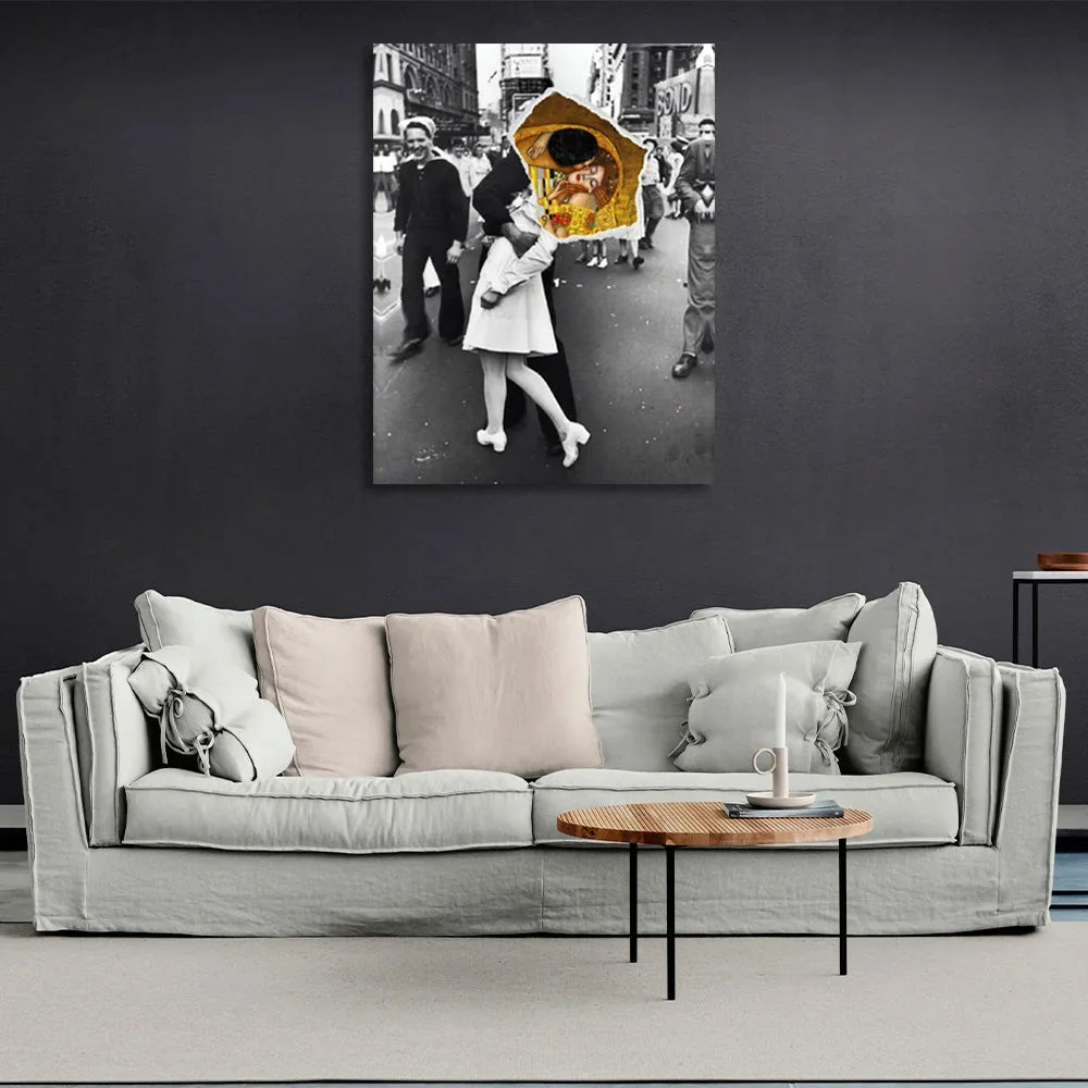 Black and white photo with color detail Canvas Wall Art Print
