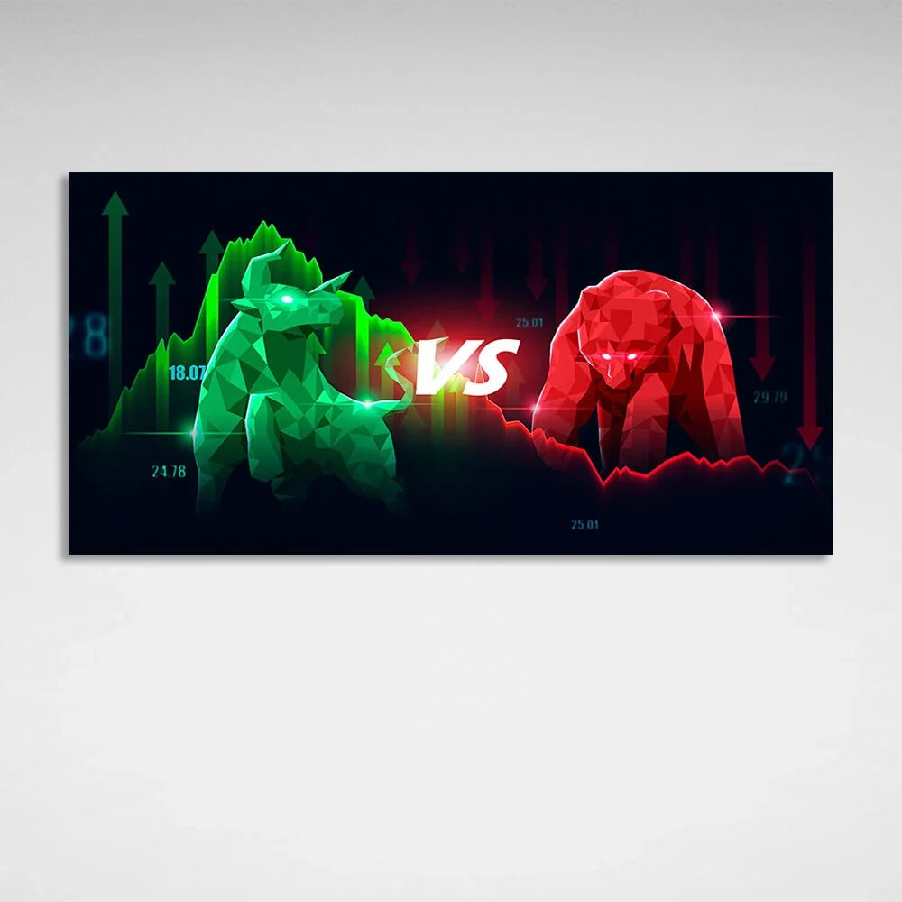 Bull and bear Canvas Wall Art Print