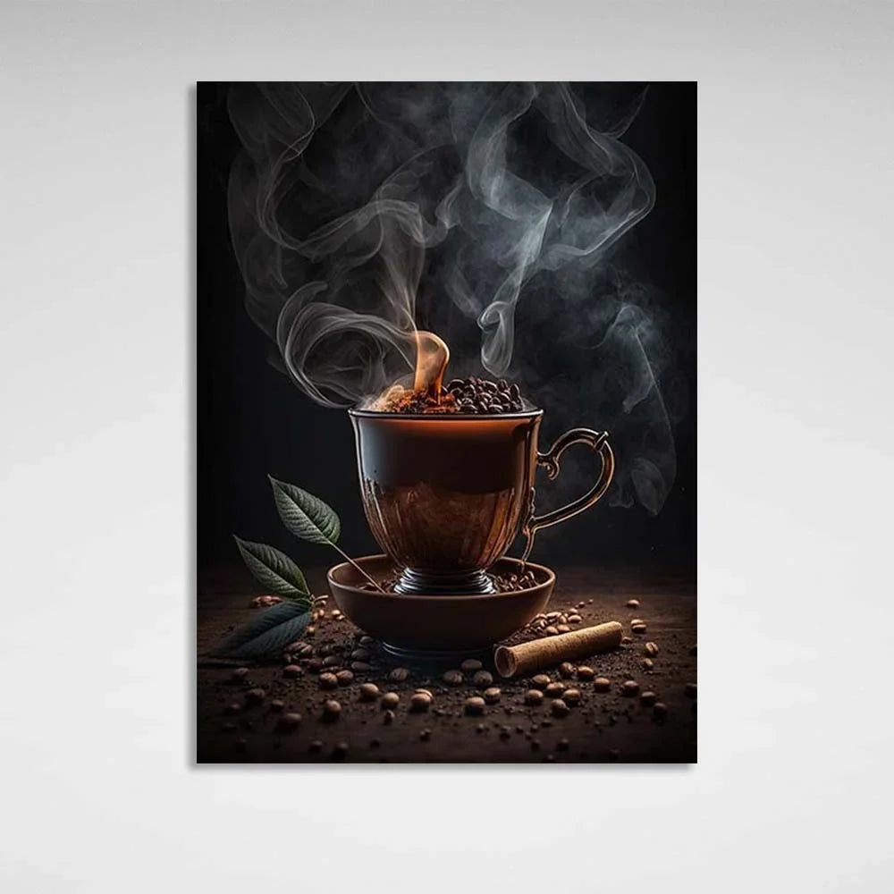 Canvas Wall Art Print For Kitchen Cup of coffee with chocolate