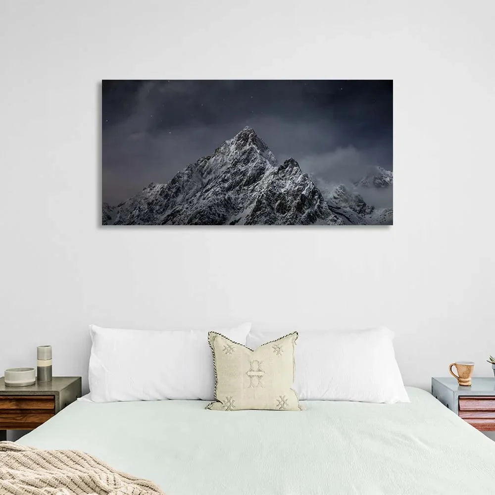Canvas Wall Art Print Mountain peak on the background of the starry sky