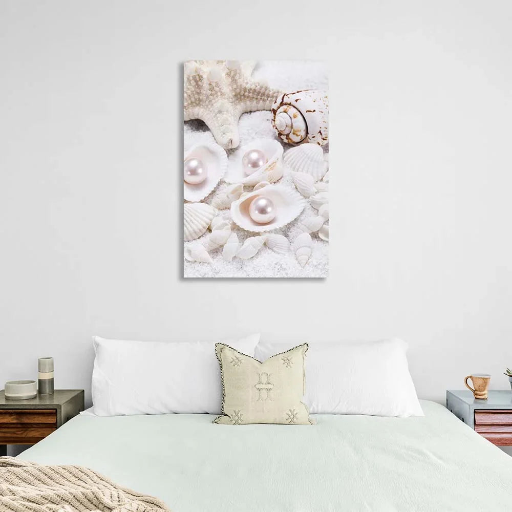 Canvas Wall Art Print Seashore with pearl maidens
