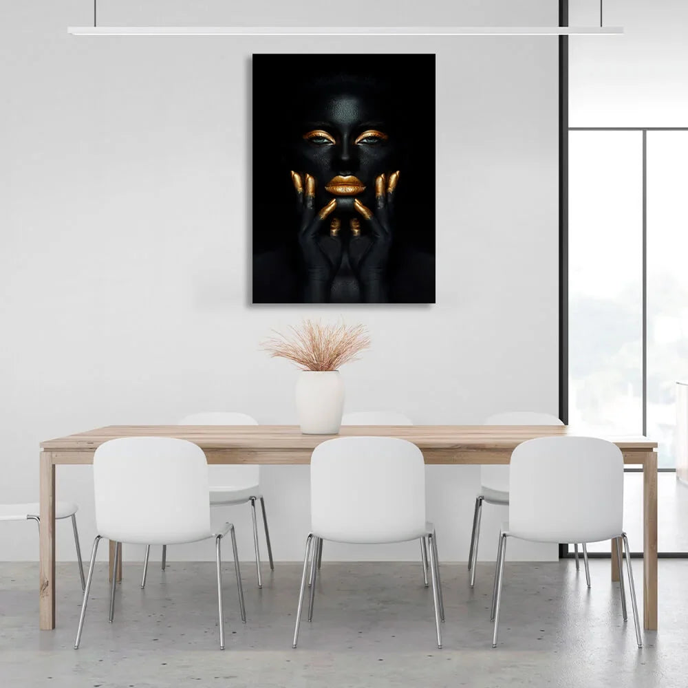 Dark girl with golden elements Canvas Wall Art Print