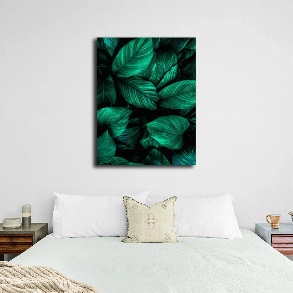 Interior Green tropical leaves Canvas Wall Art Print