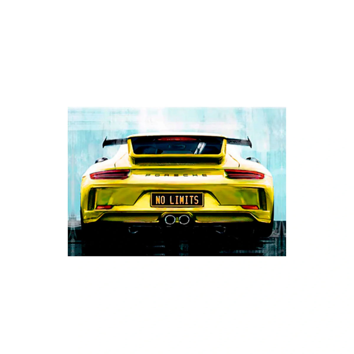 Porsche on the back of the no limit license plates Canvas Wall Art Print