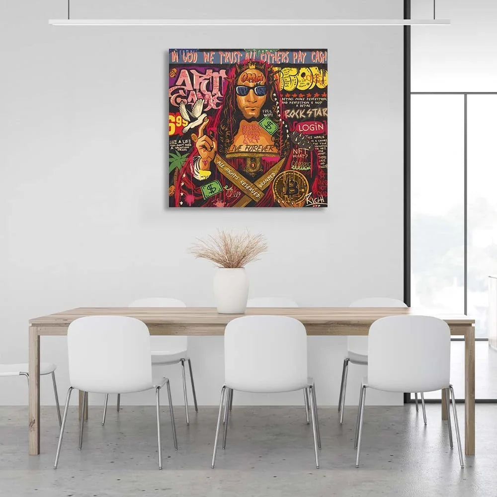 Pop Art Savior of the world with bitcoin Canvas Wall Art Print