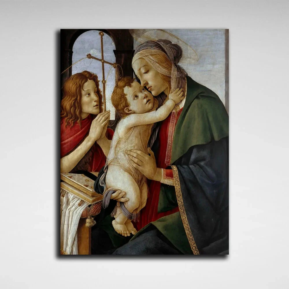 Madonna with Child and Young John the Baptist by Sandro Botticelli Reproduction Canvas Wall Art Print