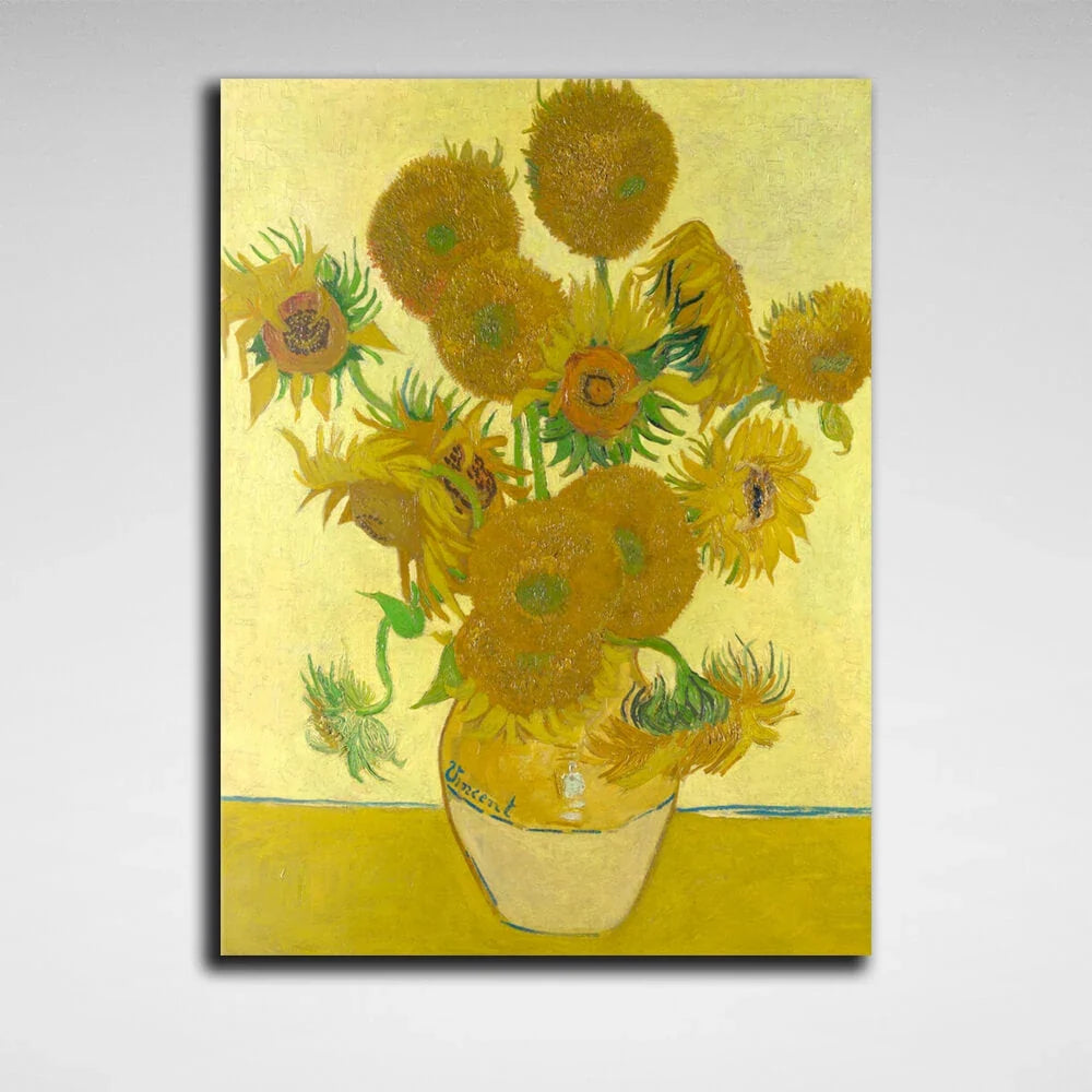 Sunflowers in a yellow vase Vincent van Gogh Reproduction Canvas Wall Art Print