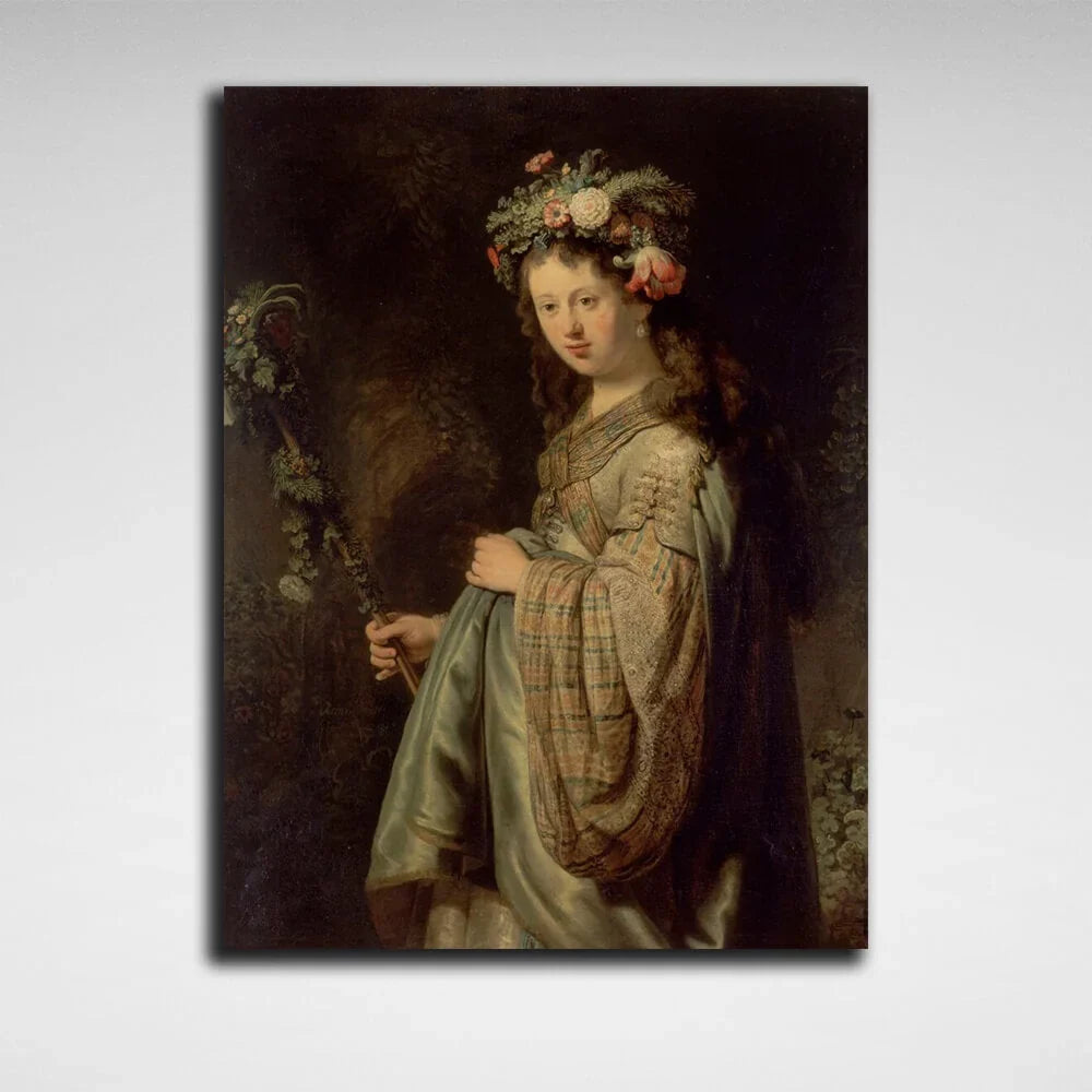 Saskia as Flora Rembrandt Reproduction Canvas Wall Art Print