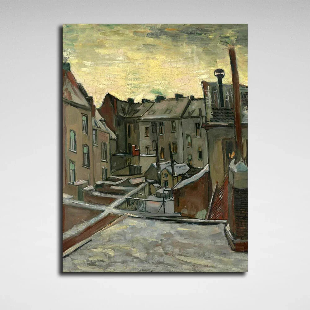 The backyards of old houses in Antwerp Reproduction Canvas Wall Art Print