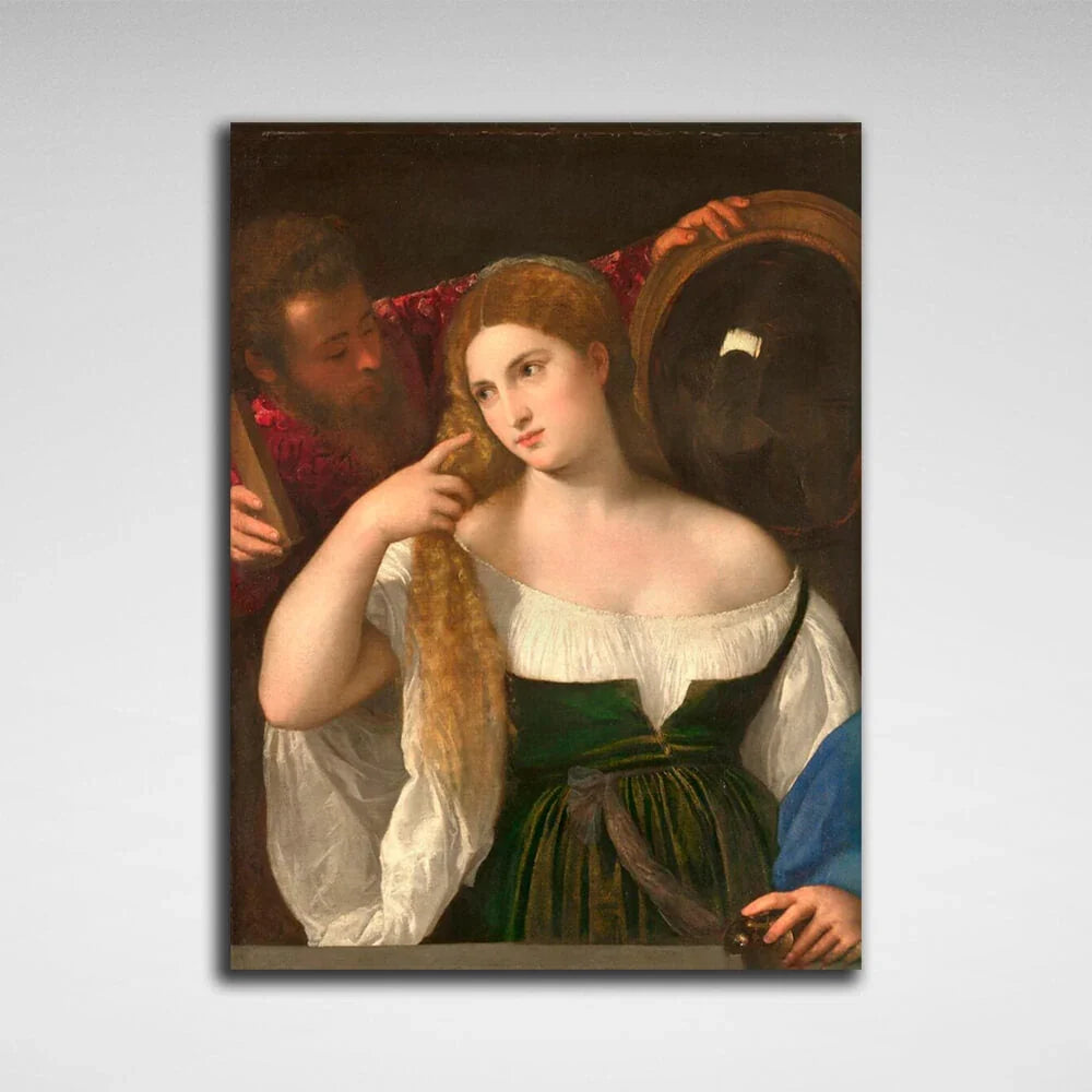 Woman in front of the mirror Titian Reproduction Canvas Wall Art Print