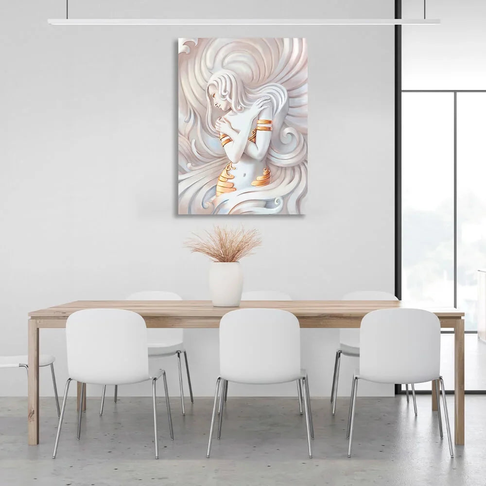Sculpture of a long-haired woman Canvas Wall Art Print