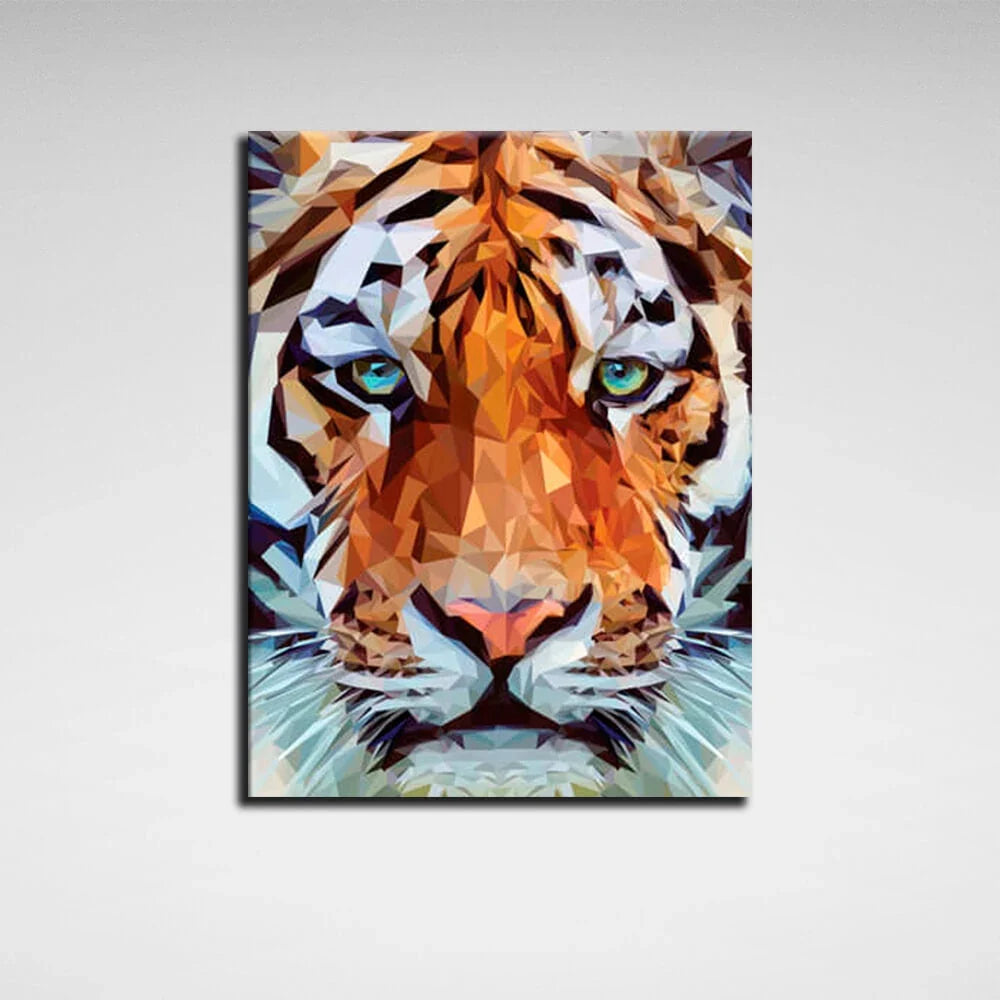 Strong lion geometric Canvas Wall Art Print