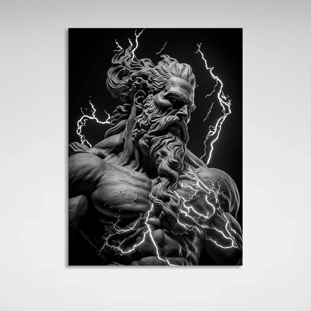 The statue of Zeus with the lightning bolt Canvas Wall Art Print