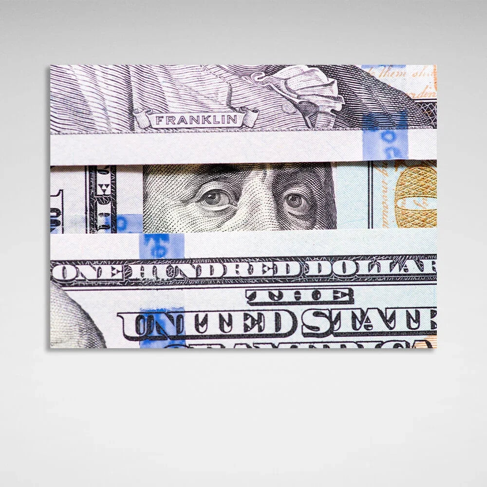 To the office for motivation $100 Benjamin Franklin's view Inspirational Canvas Wall Art Print