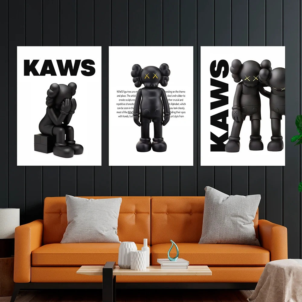 KAWS CANVAS Wall Art Collection: Black Edition
