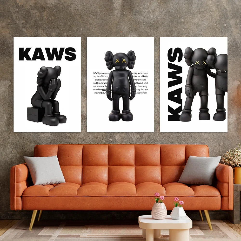 KAWS CANVAS Wall Art Collection: Black Edition