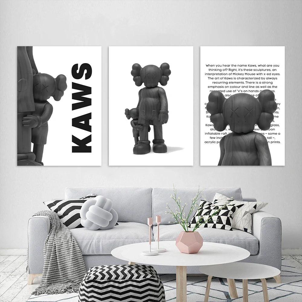 KAWS CANVAS Wall Art Collection: Monochrome Edition