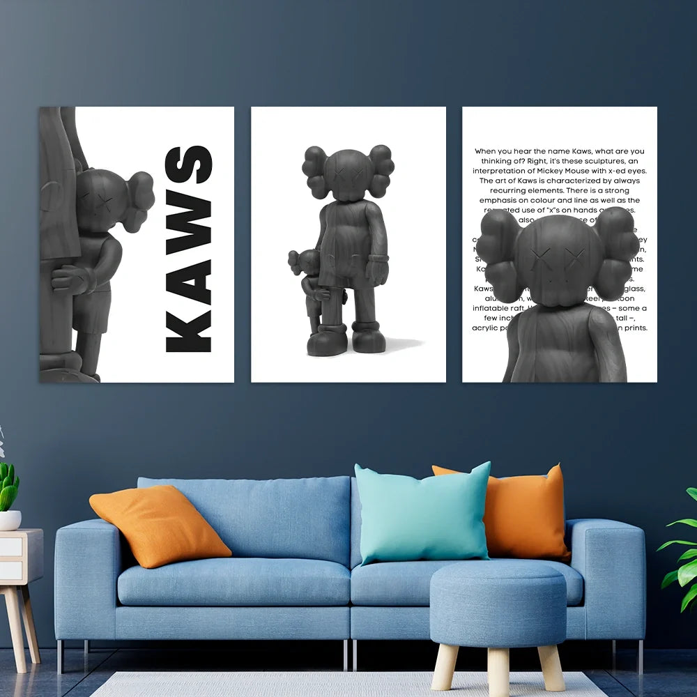 KAWS CANVAS Wall Art Collection: Monochrome Edition