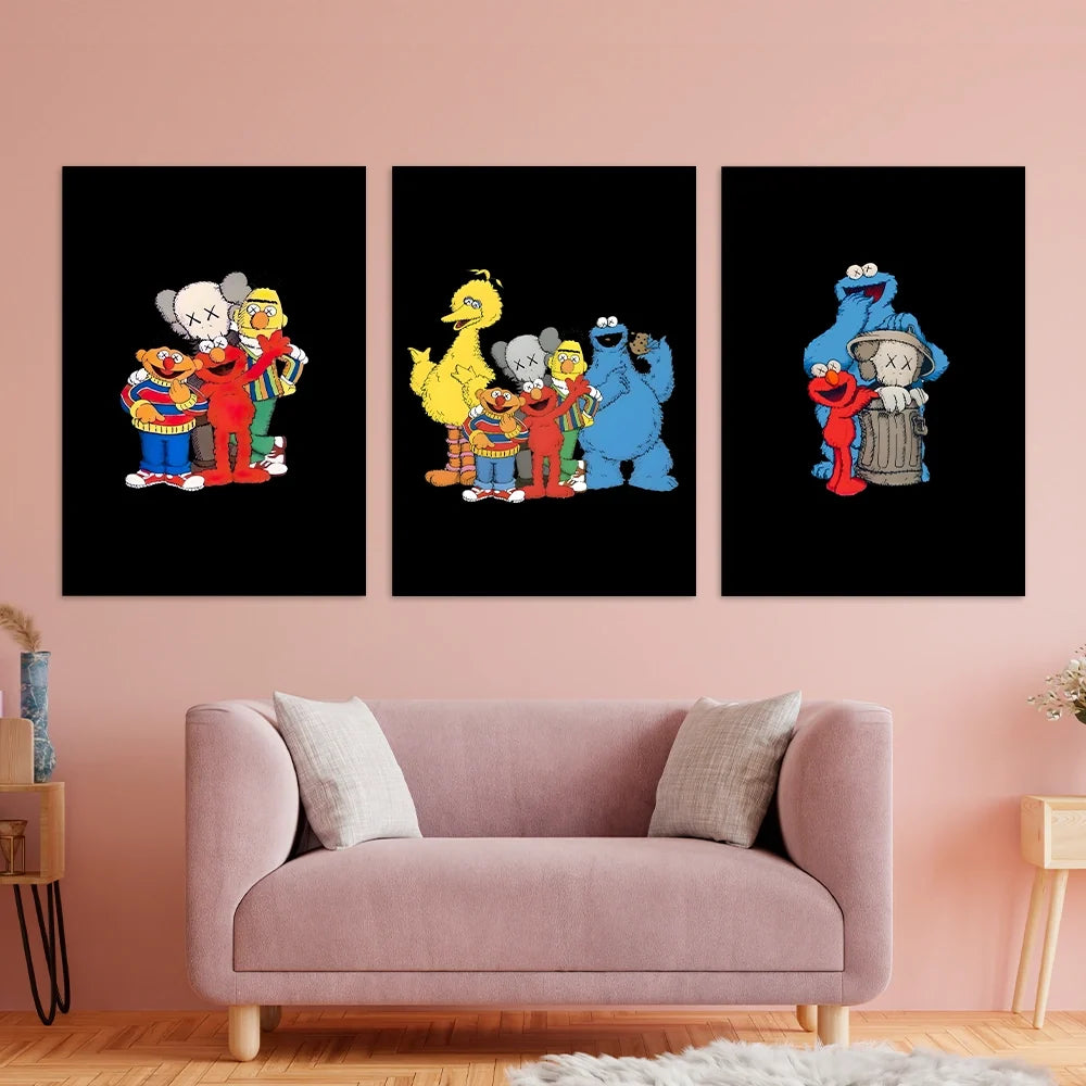 KAWS CANVAS Wall Art Collection: Sesame Street Edition