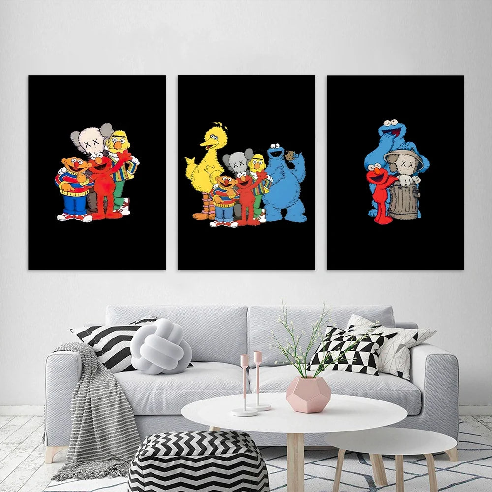 KAWS CANVAS Wall Art Collection: Sesame Street Edition
