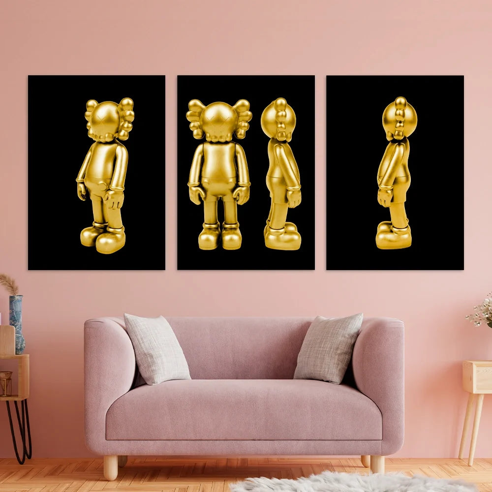KAWS CANVAS Wall Art Collection: Gold Edition
