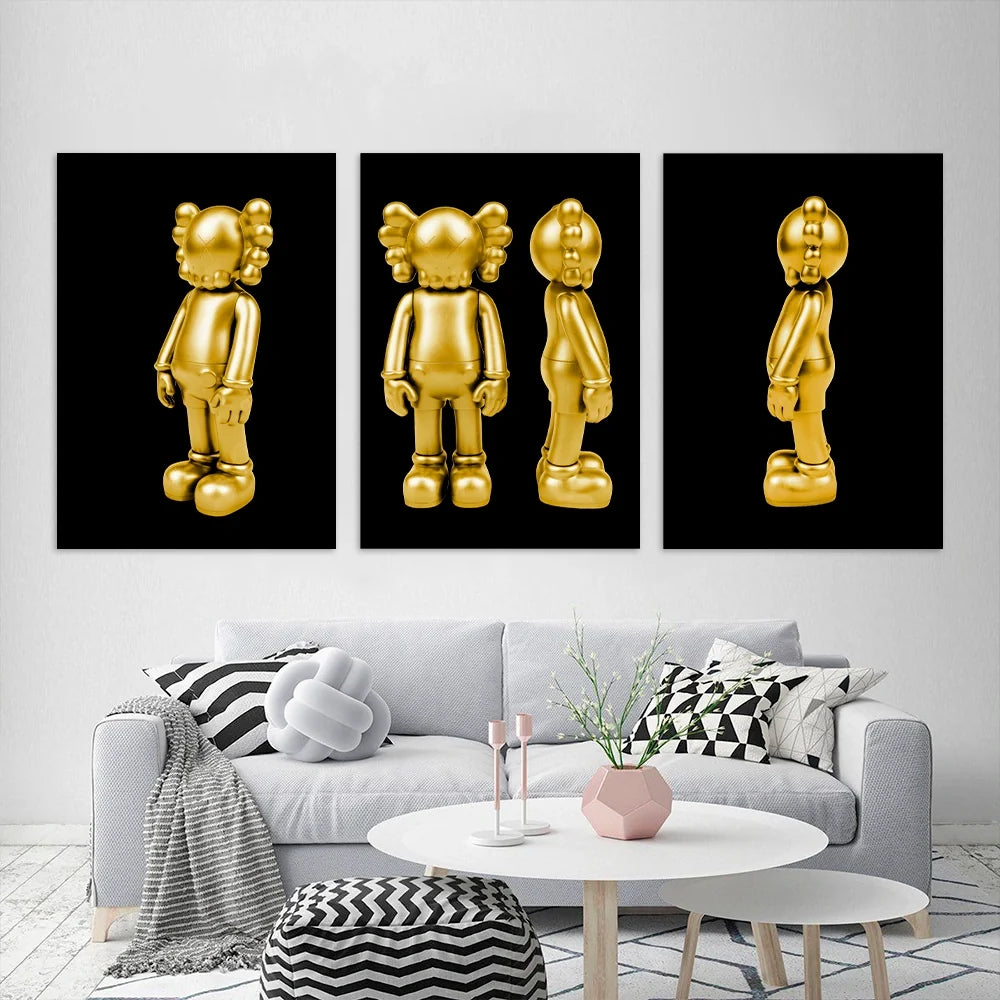 KAWS CANVAS Wall Art Collection: Gold Edition
