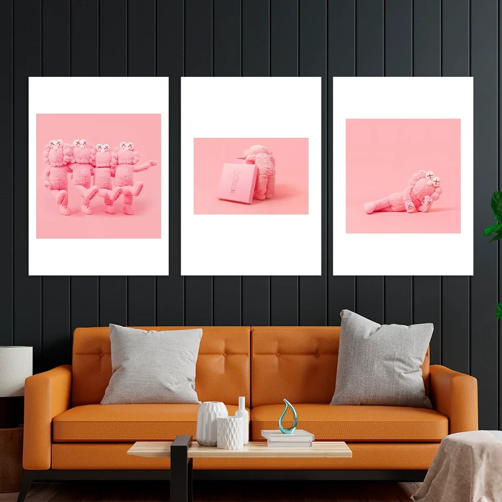KAWS CANVAS Wall Art Collection: Pink Plush Edition