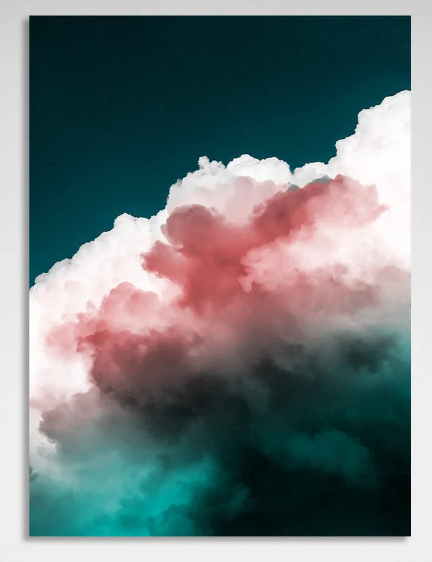 Green and maroon with white abstract Canvas Wall Art Print