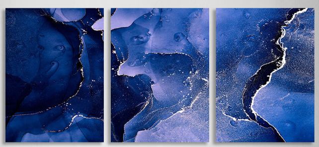 Modular navy-blue abstract Multi Panel Canvas Wall Art Print