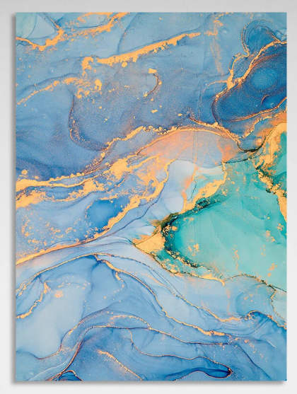 Gold and blue Abstraction Canvas Wall Art Print
