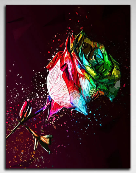 For home Colored rose Canvas Wall Art Print