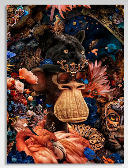 Interior BAYC monkey and black panther Canvas Wall Art Print