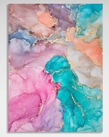 Colorful abstract with gold Abstraction Canvas Wall Art Print