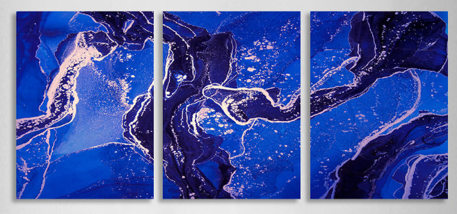 Modular navy blue abstract Multi Panel Canvas Wall Art Print