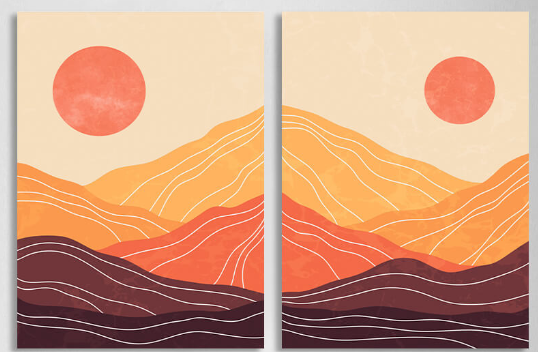 Modular desert abstract in orange brown and red colors Multi Panel Canvas Wall Art Print