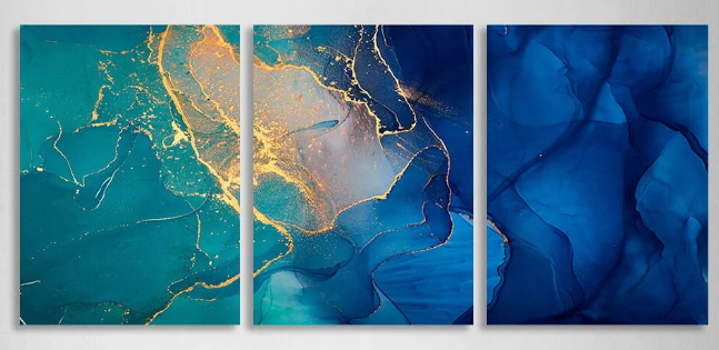 Modular blue-green abstract Multi Panel Canvas Wall Art Print