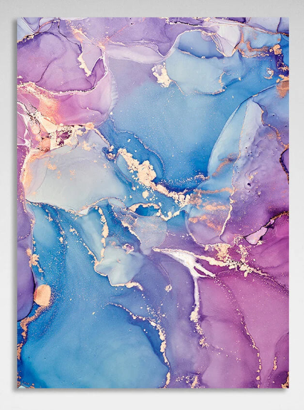 Gently purple abstract with blue color and gold lines Abstraction Canvas Wall Art Print