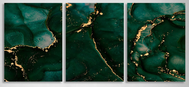Modular green-and-gold abstract Multi Panel Canvas Wall Art Print