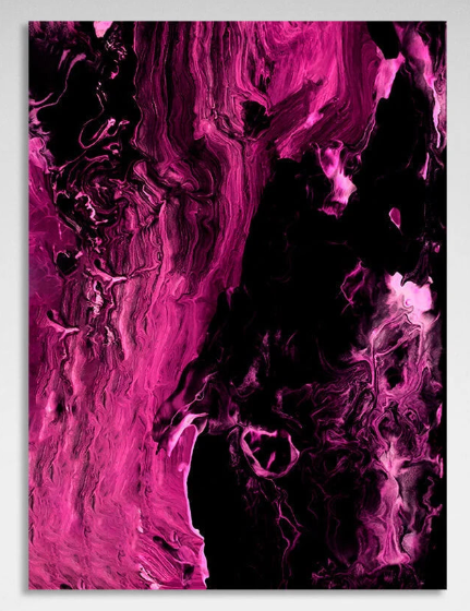 Crimson and black Abstraction Canvas Wall Art Print