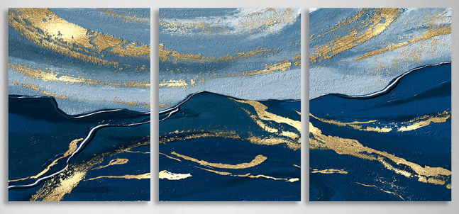 Modular deep blue-blue abstract Multi Panel Canvas Wall Art Print