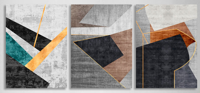 Modular gray-black abstract with the addition of different colors Multi Panel Canvas Wall Art Print