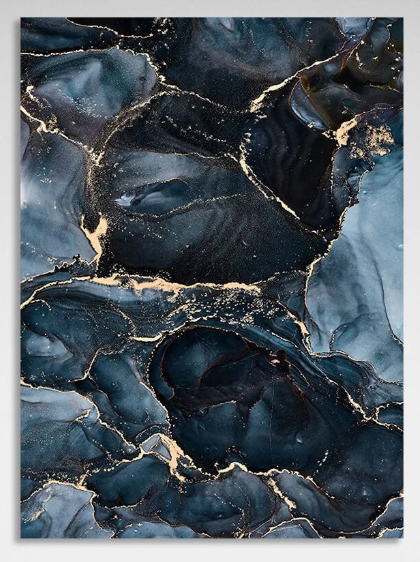 Dark blue and gray Abstraction Canvas Wall Art Print