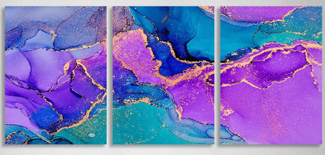 Modular lavender-blue abstract Multi Panel Canvas Wall Art Print