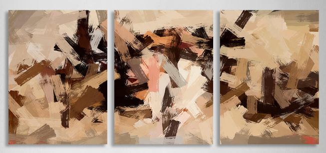 Modular paint strokes in beige-brown tones Multi Panel Canvas Wall Art Print