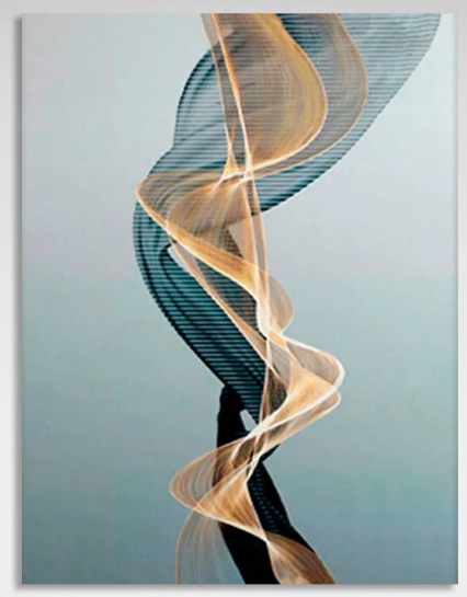 In golden turquoise on a soft blue background Abstraction Canvas Wall Art Print